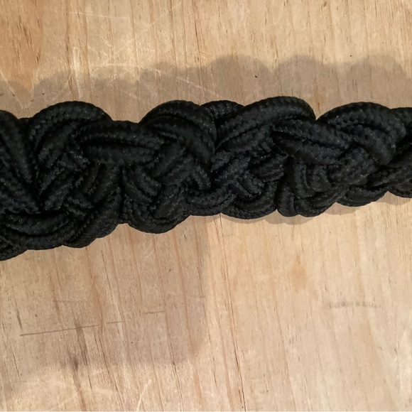 NWT Anthropologie Black Braided Leather brass hardware strap OS - Picture 8 of 12